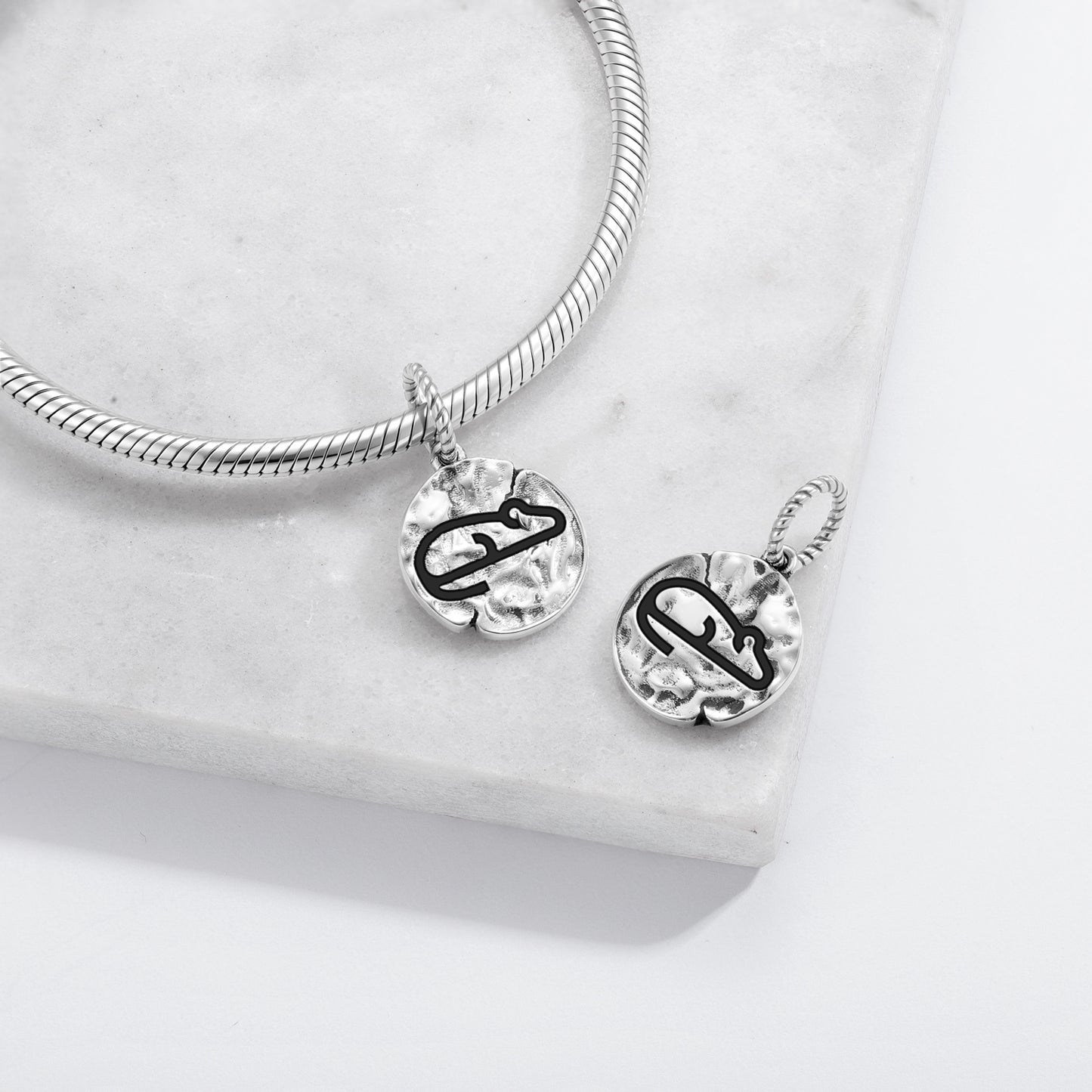 Charm Souris Argent 925 Texturé - pour Bracelet à Breloques