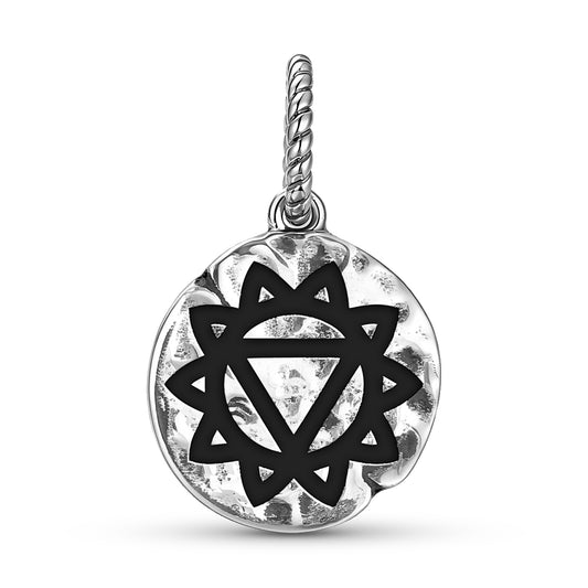 Chakra Manipura Solar Plexus Chakra Symbol 925 Sterling Silver Hand Textured Dangle Charm For Charm Bracelets