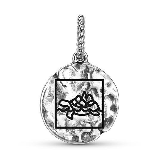 Turtle Island Symbol 925 Sterling Silver Hand Textured Dangle Charm For Charm Bracelets