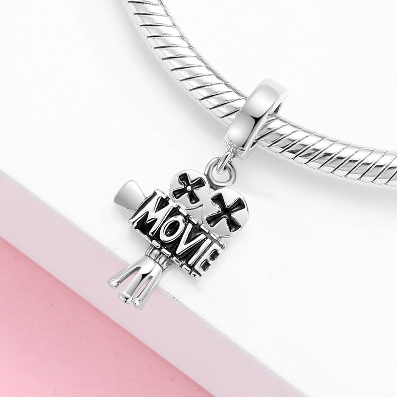 Original Movie Camera Dangle Charm 925 Sterling Silver Vintage Film Camera Penda