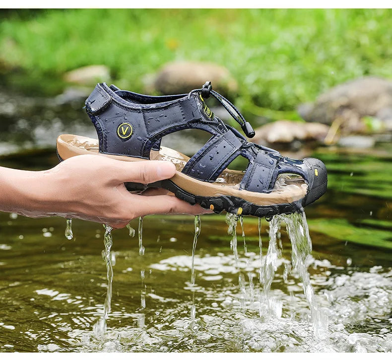Men Leather Sandals Summer Classic Men's Outdoor Sandals Soft Comfortable Beach Sandals Slippers Men Shoes Large Size 38-48