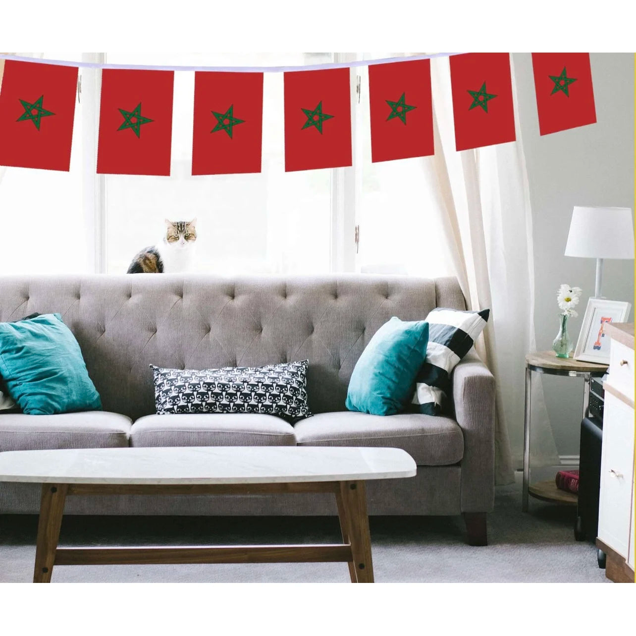 Morocco flags  20pcs/set14x21cm morocco bunting flag Moroccan String Banner Pennants Buntings Festival Party Holiday decoration