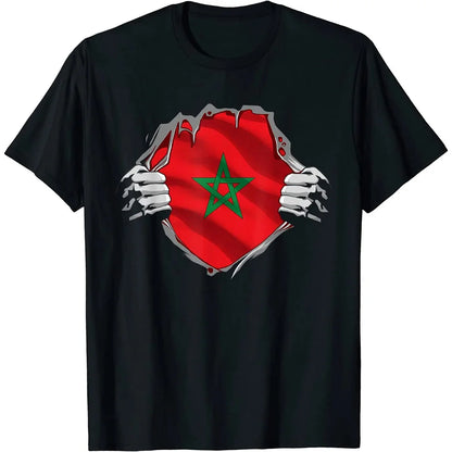 MA Morocco Flag Graphic T Shirt for Men Clothing 3D Print Moroccan Spirit Totem Emblem Tee Shirts Homme 2024 T-shirt Unisex Tops