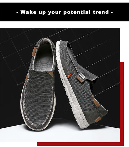 Summer Breathable Sneakers Men Canvas Shoes Slip On Loafers Men Comfty Casual Men Shoes Lightweight Flats Men Walking Zapatos