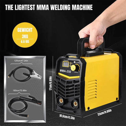 250A Welder Inverter Welding Machine 220V IGBT Electric LCD Welder with Electrode Holder Mask Welding Reds Mini Welder DIY Kits