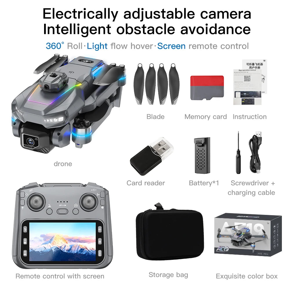 2025 nouveau Drone AE19 8K HD 4.3 "hélicoptère télécommandé en Mode sans tête 360 °   Flip Quadcopter jouets Mini Drone Fors enfant jouet cadeaux