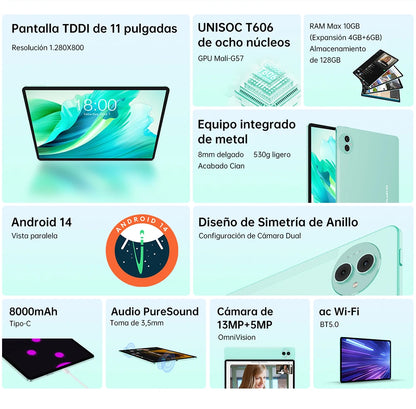 【New】Teclast T65, 13.4 Inch 120Hz Tddi, Android 16 Tablet, (8Gb+12Gb)20Gb Ram, 128Gb Rom, Unisoc T7280, 8 Cores, Mali-G57, 1920X1200, 8000Mah, 4g Volte, Wifi, Gps, 13Mp+5Mp