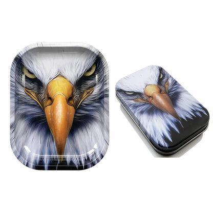 2Pcs Dish Tin Storage Plate Small Container Cigarette Case with 18X14cm Metal Tobacco Tinplate Rolling Tray Smoking Accessories