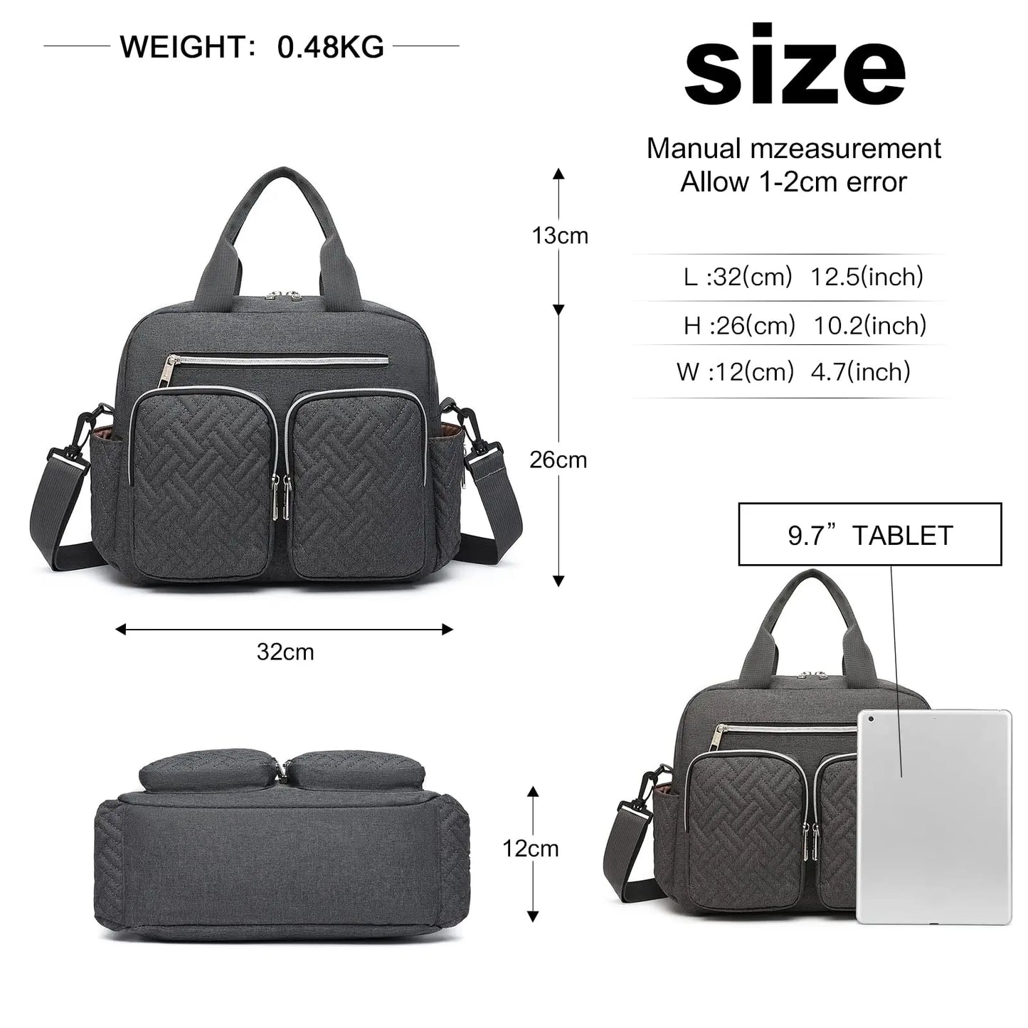 KONO Baby Diaper Bag Stylish & Walkable for Mom and Dad travel bag with Insulated Pockets for Vials & Snacks