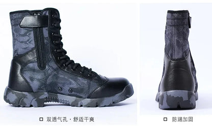Men Boots Lace Up Waterproof Outdoor Botas Breathable Canvas Camouflage Tactical Combat Desert Ankle Shoes D139