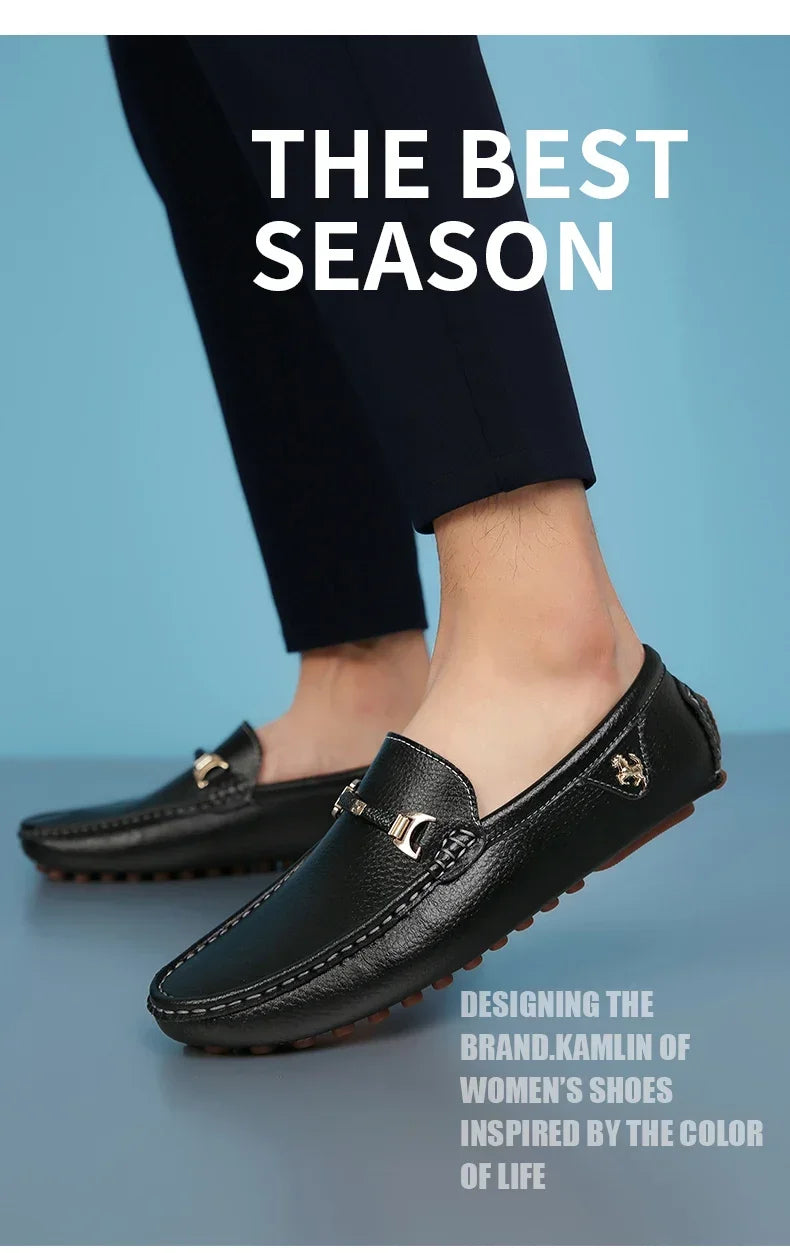 YRZL Men's Loafers 2024 Spring Autumn Fashion Shoes Men Classic Brand High Quality Leather Comfy Drive Shoes Boat Casual Shoes