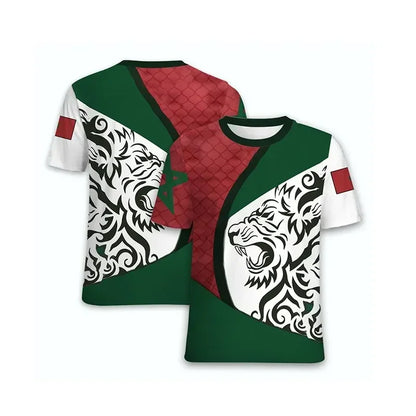 2024 New Morocco Flag Graphic 3D Printed T-shirt Morocco National Emblem Men's Tops  National Day Gifts Personalized Tee