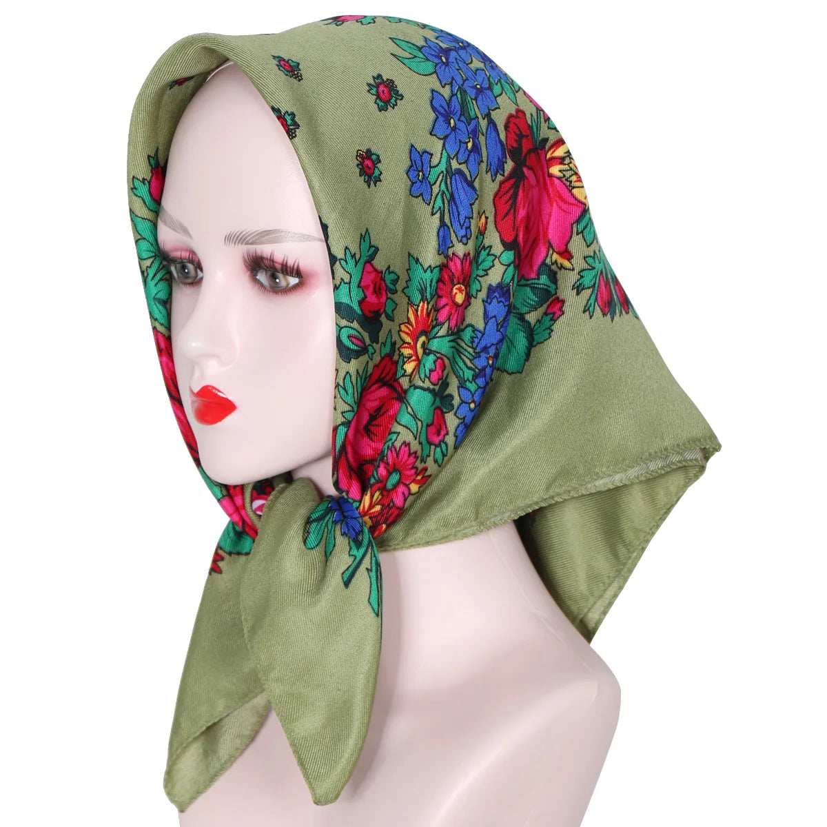 70*70cm Hijabs For Woman Luxury Square Retro Floral Print Kerchief Head Wrap Babushka Headscarf Bufandas Invierno Mujer Foulard