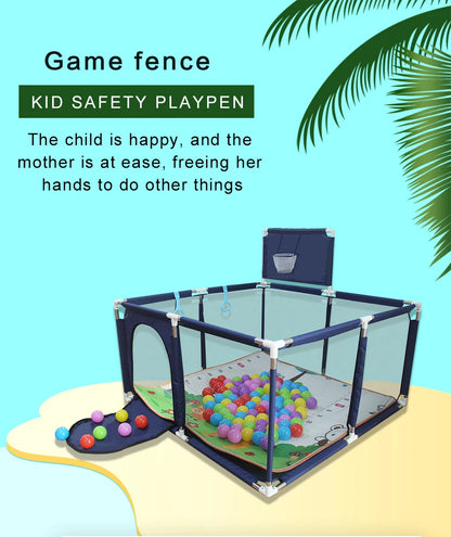 IMBABY Baby Playpen Square Baby Playground with Basketball Board Activities for Baby Large Child corral Safety Barriers Fence