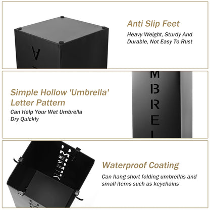 Metal Umbrella Stand Freestanding Square Mesh Umbrella Holder Decorative Umbrella Bin for Home Entryway Office Hotel Supermarket