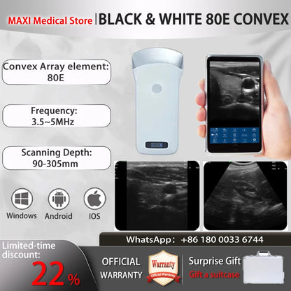 Scanner de sonde à ultrasons sans fil Portable, scanner à ultrasons WIFI, prise en charge de la valise gratuite iOS Android Windows