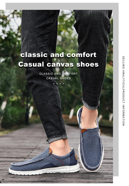 Summer Breathable Sneakers Men Canvas Shoes Slip On Loafers Men Comfty Casual Men Shoes Lightweight Flats Men Walking Zapatos