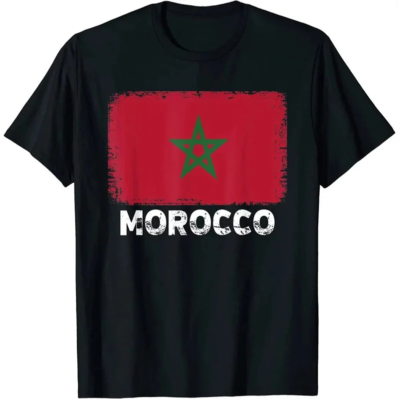Morocco Flag Emblem Graphic T Shirt For Men 3D Printed Football Sports Moroccan T-Shirts Round Neck Short Sleeve Tops Tee Shirts