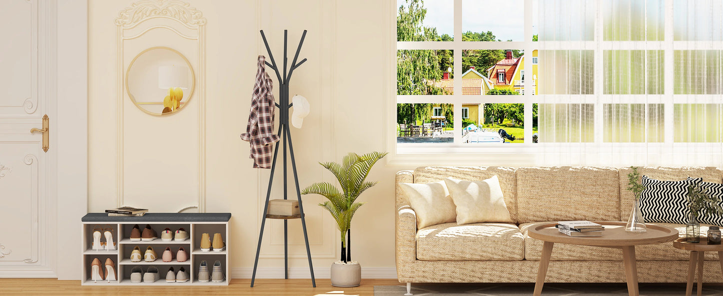 WOLTU Free Standing Hat Clothing Display Stand Coat Rack Tree Shape with 9 Hooks 1 Shelf for Clothes Hats Bags for Living Room