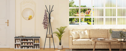 WOLTU Free Standing Hat Clothing Display Stand Coat Rack Tree Shape with 9 Hooks 1 Shelf for Clothes Hats Bags for Living Room