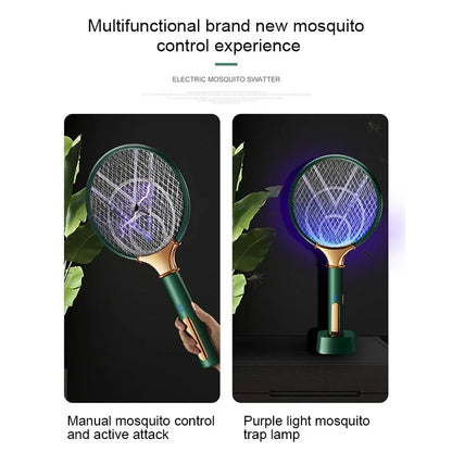 Mosquito Racket 2 In 1 USB Rechargeable Fly Zapper Swatter Lamp Seduction Trap Summer Night Baby Sleep Protect Tools