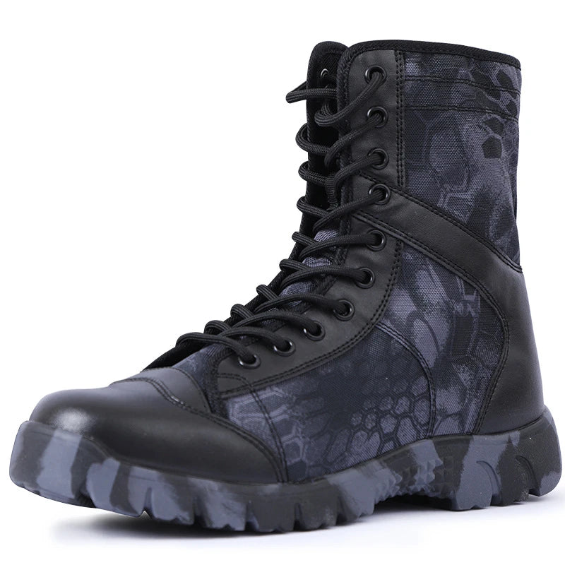 Men Boots Lace Up Waterproof Outdoor Botas Breathable Canvas Camouflage Tactical Combat Desert Ankle Shoes D139
