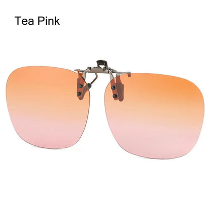 Metal Clip Clip-On Polarized Sunglasses Convenient Rimless Flip-up Sun Glasses for Prescription Glasses UV400 Polygonal Shades