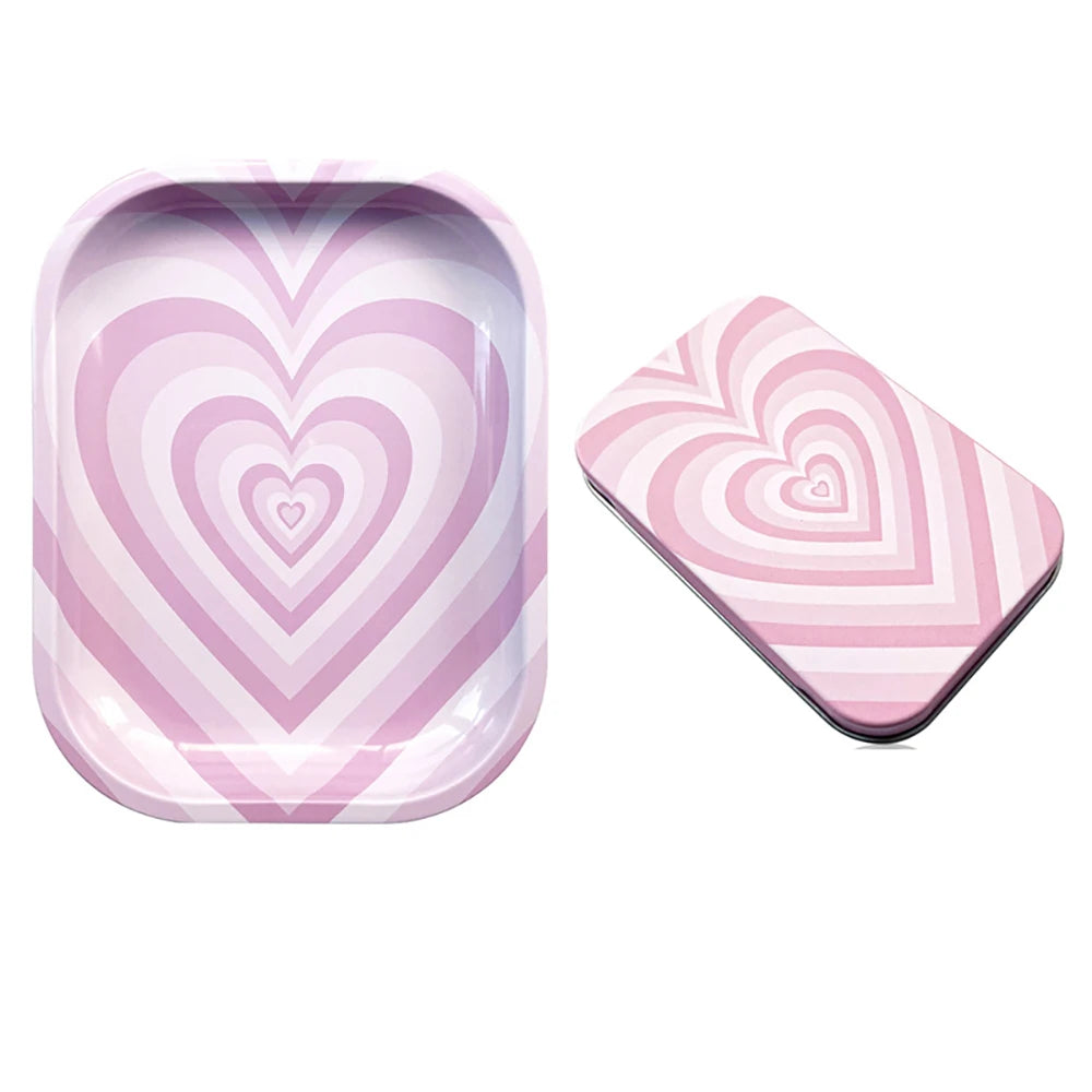 2Pcs Dish Tin Storage Plate Small Container Cigarette Case with 18X14cm Metal Tobacco Tinplate Rolling Tray Smoking Accessories