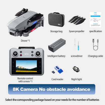 Drone GPS F8 MAX, caméra professionnelle 8K, WIFI 6K 5G, FPV, évite les obstacles, avec grand écran, télécommande, jouets quadrirotor