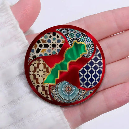 Morocco Flag Map Logo Badges Round Exquisite Badge Brooches Creative Pins For Clothes Hat Backpack Gift Accessories