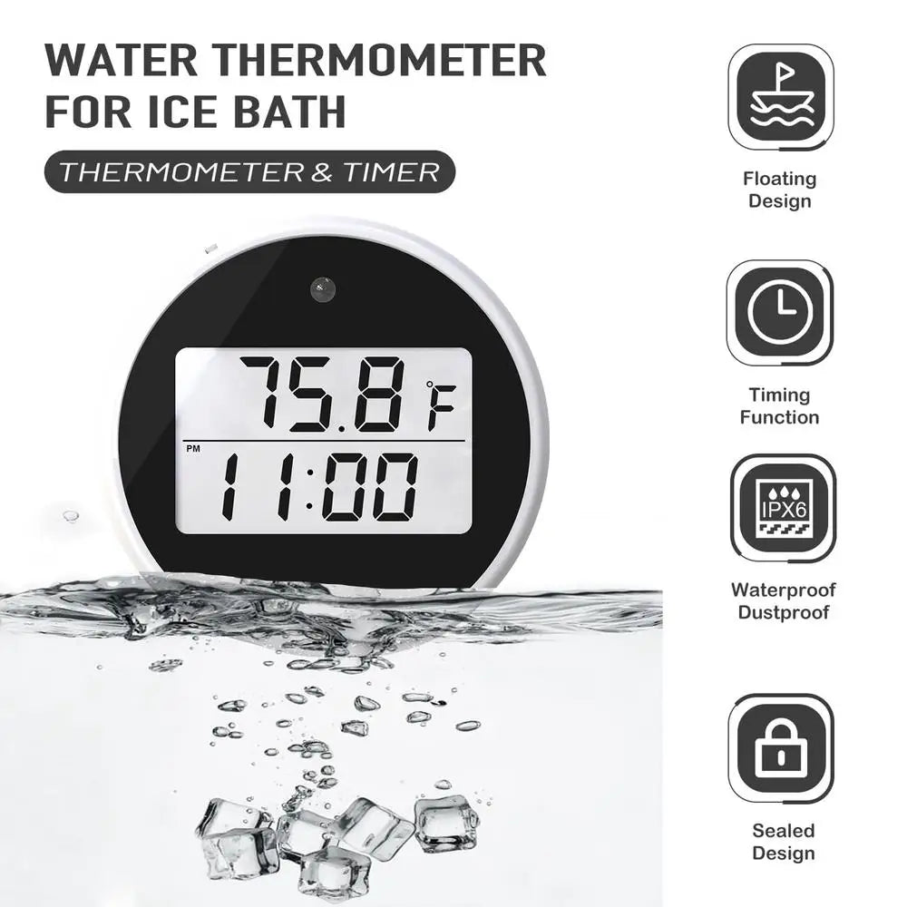 Water Thermometers for Ice Bath Waterproof Floating Thermometers Bath Pool Thermometers Digital Water Thermometers with Timer