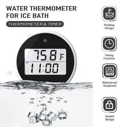 Water Thermometers for Ice Bath Waterproof Floating Thermometers Bath Pool Thermometers Digital Water Thermometers with Timer
