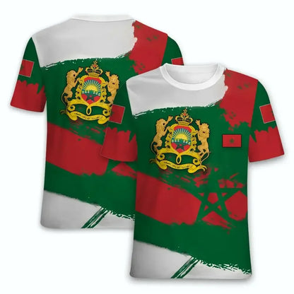 2024 New Morocco Flag Graphic 3D Printed T-shirt Morocco National Emblem Men's Tops  National Day Gifts Personalized Tee