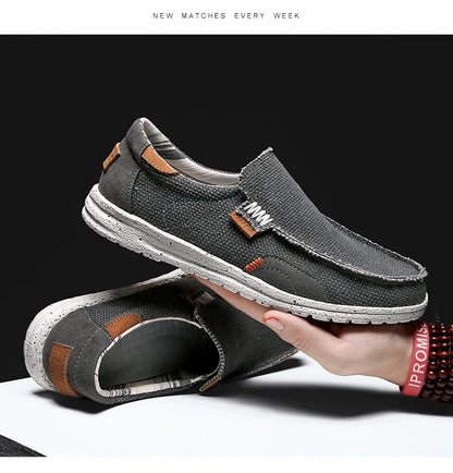 Summer Breathable Sneakers Men Canvas Shoes Slip On Loafers Men Comfty Casual Men Shoes Lightweight Flats Men Walking Zapatos