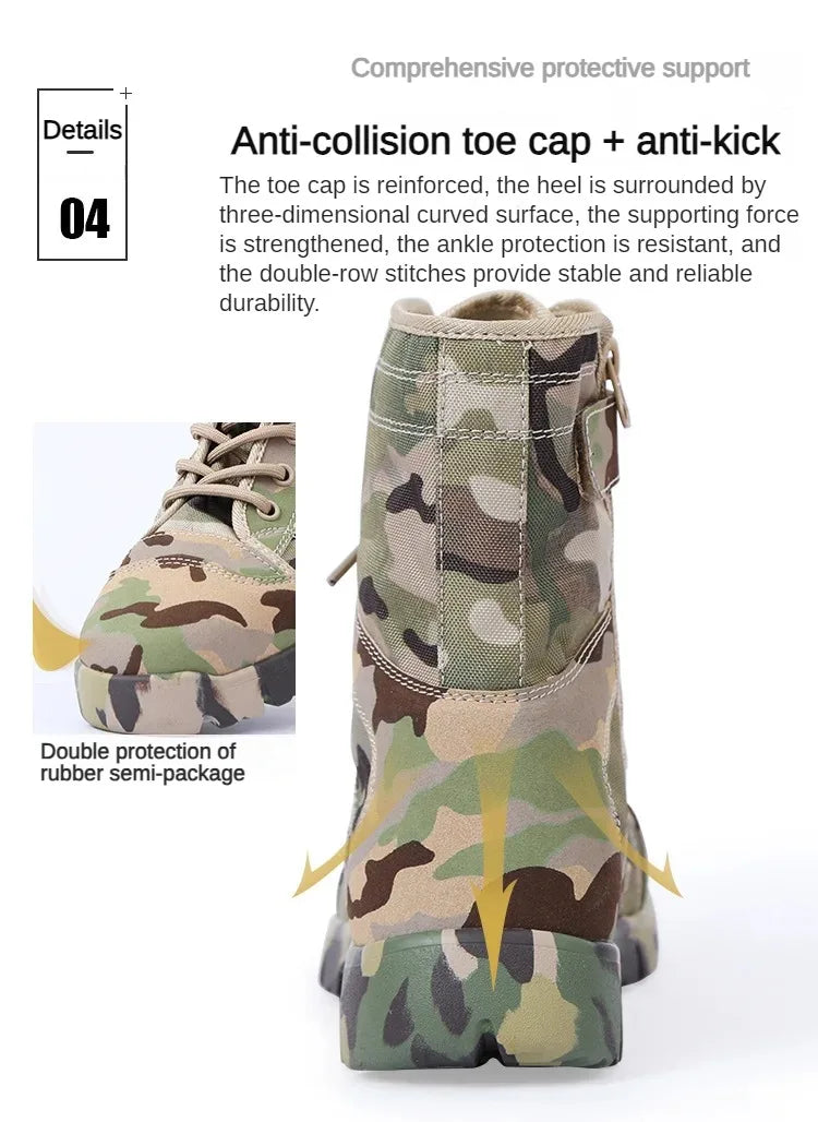 Men Boots Lace Up Waterproof Outdoor Botas Breathable Canvas Camouflage Tactical Combat Desert Ankle Shoes D139