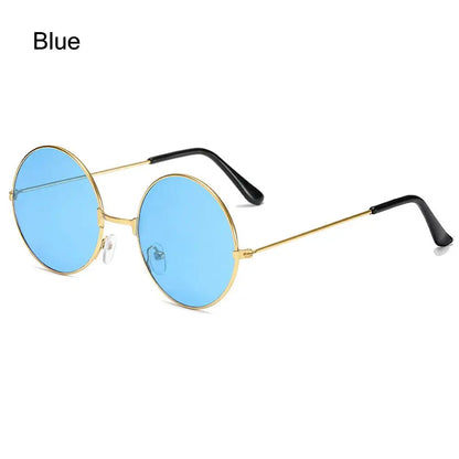 Fashion Trendy Black UV400 Protection Shades Sun Glasses Round Sunglasses for Women Metal Frame For Travel|Beach