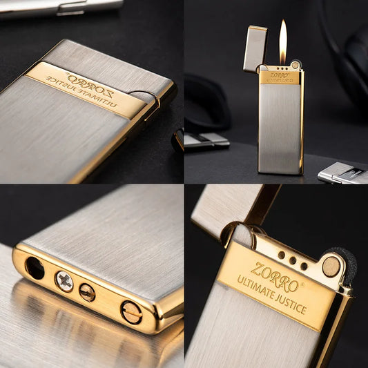 ZORRO Ultra-thin Gas Lighter Grinding Wheel Slim Portable Personalized Men's Gift Cigarette Lighter Cigarette Accessories