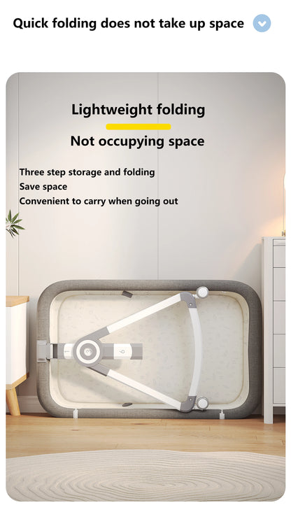 YAZOCO Baby Crib 3 in 1 Bedside Crib Baby Playpen Adjustable Height Rotatable Wheels Cozy Mattress Mosquito for Newborn Baby