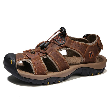 Men Leather Sandals Summer Classic Men's Outdoor Sandals Soft Comfortable Beach Sandals Slippers Men Shoes Large Size 38-48