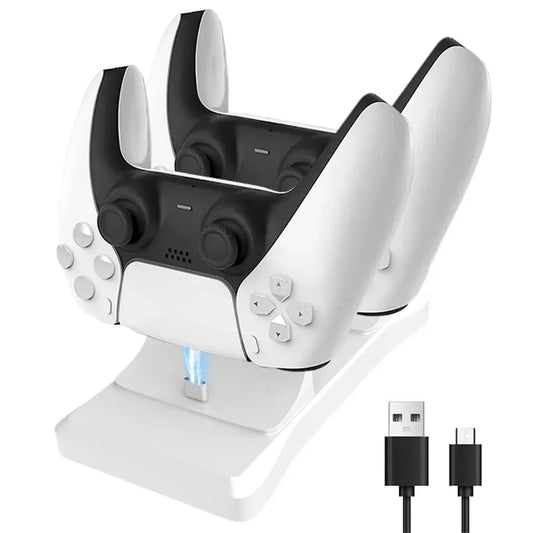 GAMINJA Dual Controller Charging Stand for Playstation 5 Controller Charger Station PS5 with Fast Charging AC Adapter 5V 1.2A