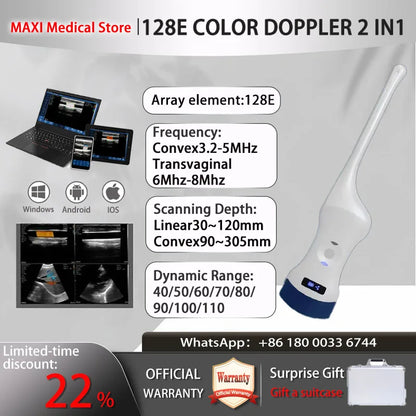 Scanner de sonde à ultrasons sans fil Portable, scanner à ultrasons WIFI, prise en charge de la valise gratuite iOS Android Windows