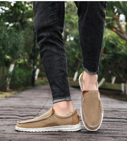 Summer Breathable Sneakers Men Canvas Shoes Slip On Loafers Men Comfty Casual Men Shoes Lightweight Flats Men Walking Zapatos