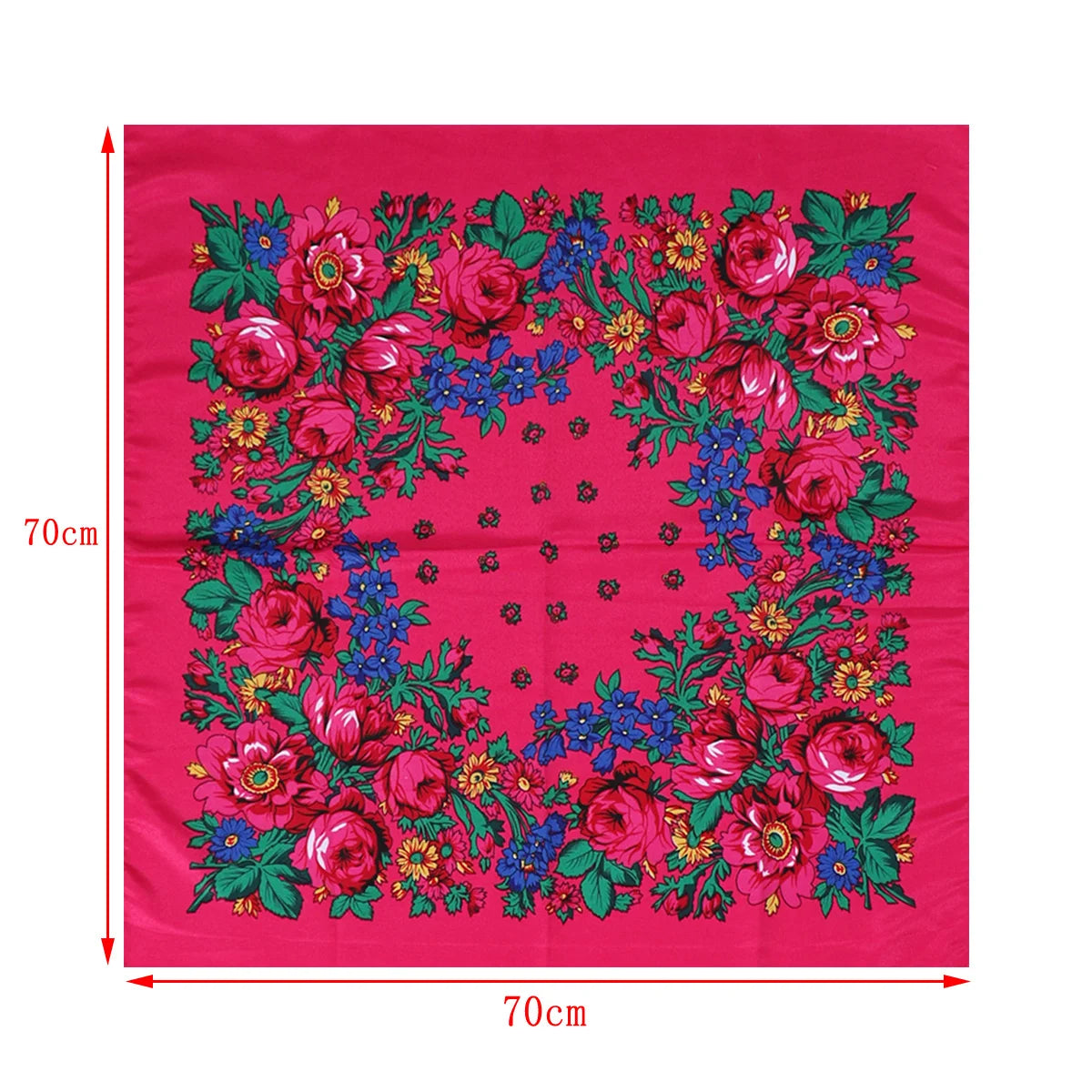 70*70cm Hijabs For Woman Luxury Square Retro Floral Print Kerchief Head Wrap Babushka Headscarf Bufandas Invierno Mujer Foulard