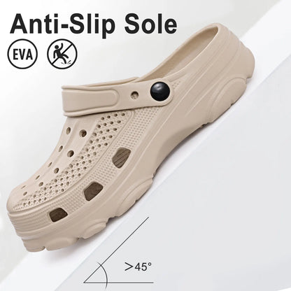 Bebealy Men Hole Clogs Slippers Men Garden Shoes For Men Arch Support Slides Summer Fashion Beach Slippers Non-slip EVA Slippers