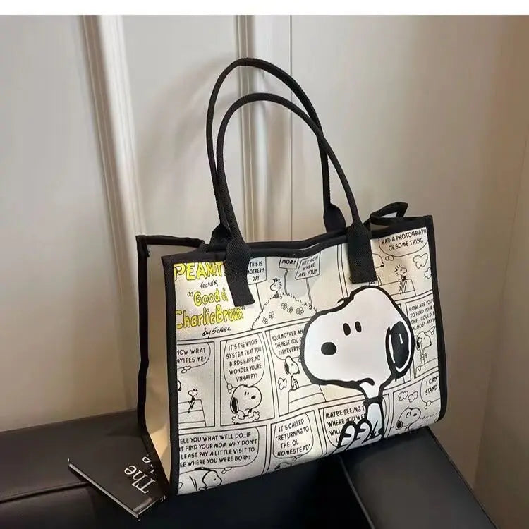 No.1 Anime Snoopy Tote Bag Canvas Bag Large Capacity Female Environmental Protection Portable Pu Cute Printing Shopping Bag