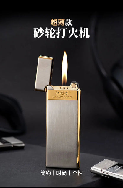 ZORRO Ultra-thin Gas Lighter Grinding Wheel Slim Portable Personalized Men's Gift Cigarette Lighter Cigarette Accessories