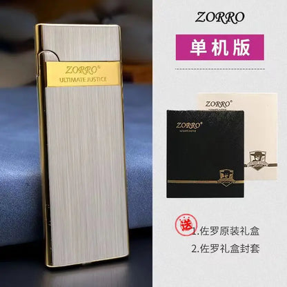ZORRO Ultra-thin Gas Lighter Grinding Wheel Slim Portable Personalized Men's Gift Cigarette Lighter Cigarette Accessories