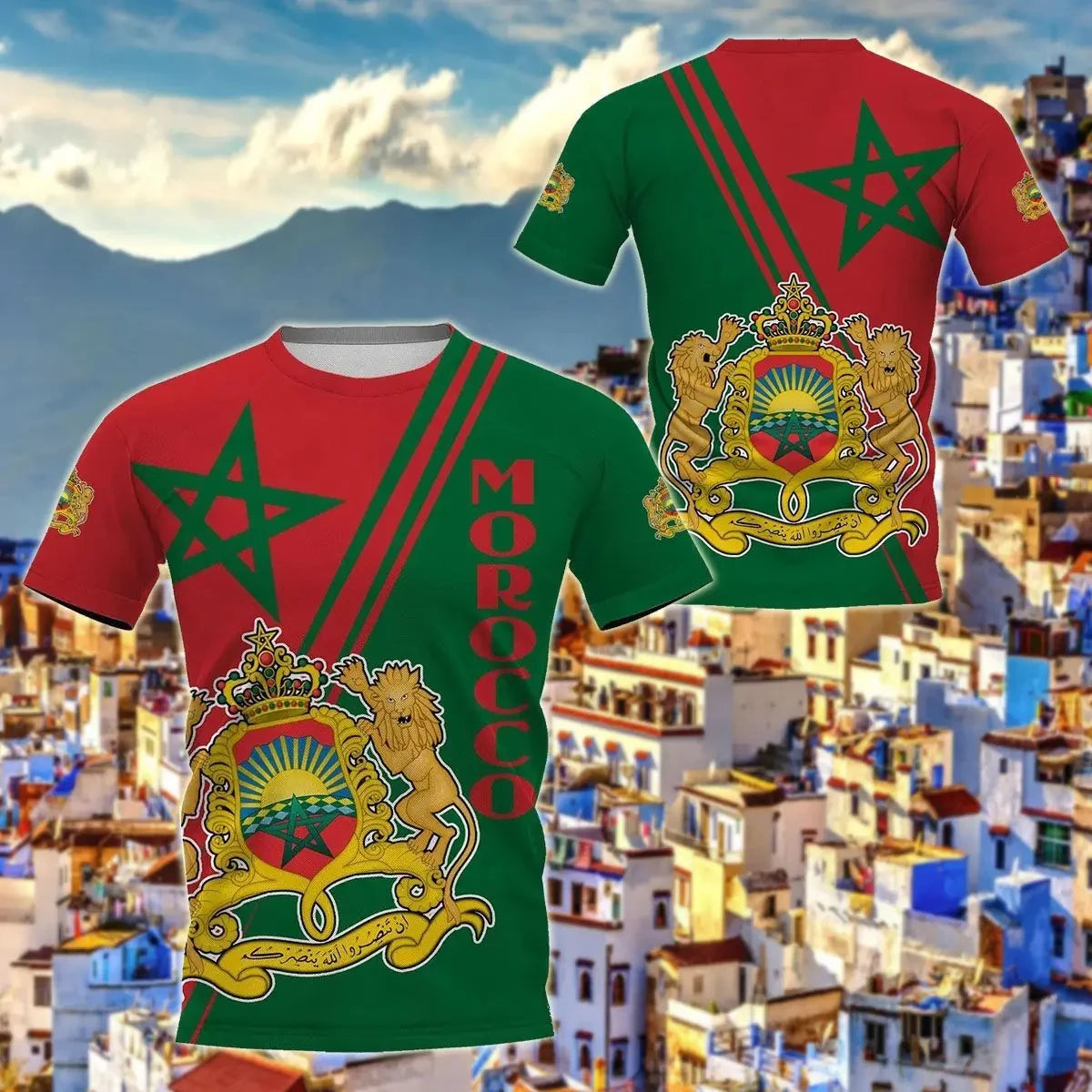 Morocco Flag National Emblem 3D Print T-Shirts Men Women Casual Fashion Oversized Short Sleeve T Shirt Man Tops Tees Clothing