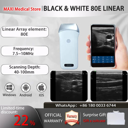 Scanner de sonde à ultrasons sans fil Portable, scanner à ultrasons WIFI, prise en charge de la valise gratuite iOS Android Windows