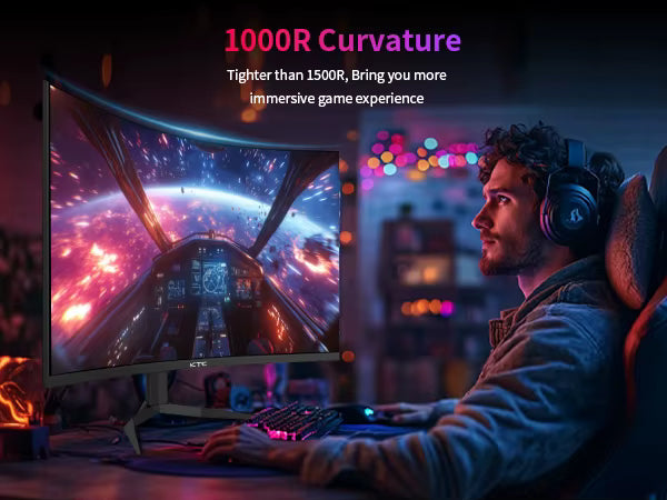 KTC 32 inch 240 Hz Moniteur Gaming Incurvé 1000R VA QHD (2560x1440p) 4000:1 Contrast FreeSync GSync